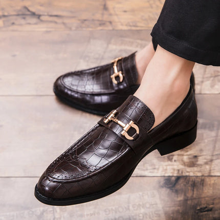 Scarpe Casual in Pelle da Uomo, Mocassini di Design con Fibbia Metallica, Scarpe Eleganti da Uomo per Affari, Nuove Scarpe di Lusso in Pelle