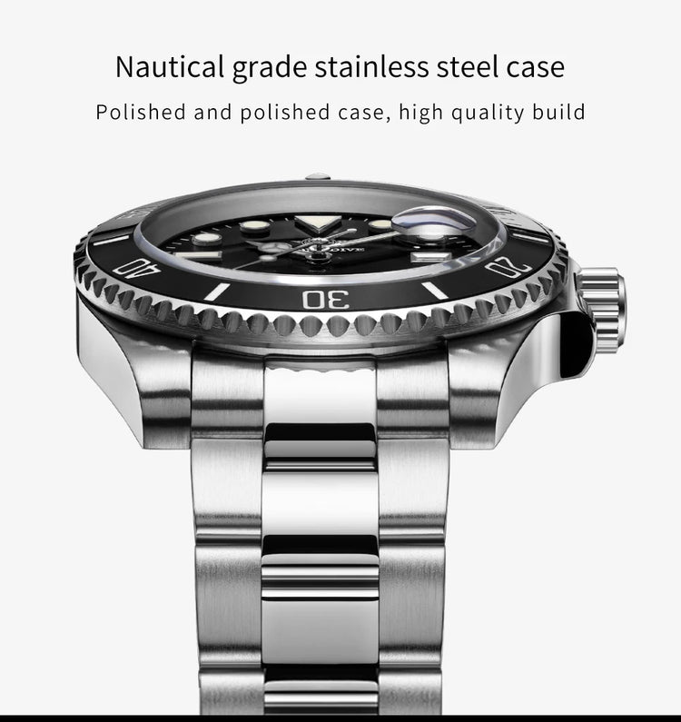 ADDIESDIVE Stainless Steel Watch Men's European and American Business Leisure Quartz Watch Waterproof Outdoor Sports Watch