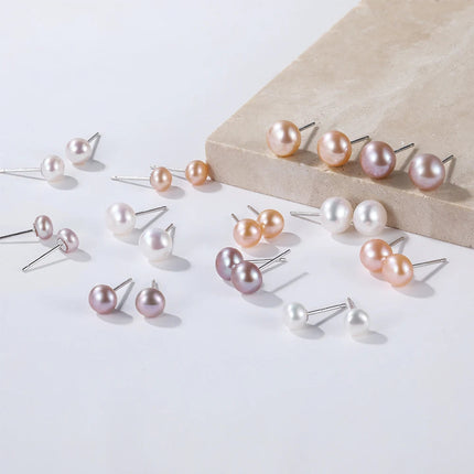 Orecchini a Perno con Perle Naturali d'Acqua Dolce per Donne, Argento Sterling 925, Gioielli Semplici e Colorati con Perle Selezionate a Mano platinumshop