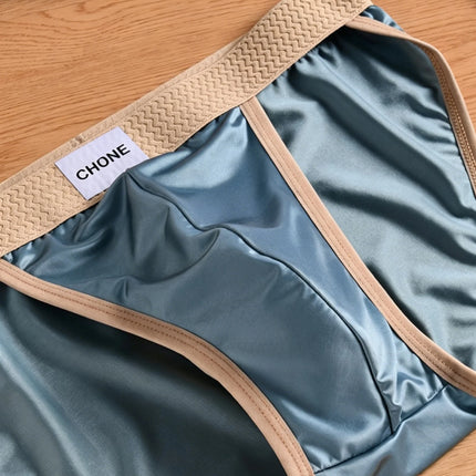 3 pezzi LORIEN CREST Slip bikini triangolari da uomo in raso di seta di lusso, traspiranti, ultra morbidi, comodi, sexy, intimo maschile