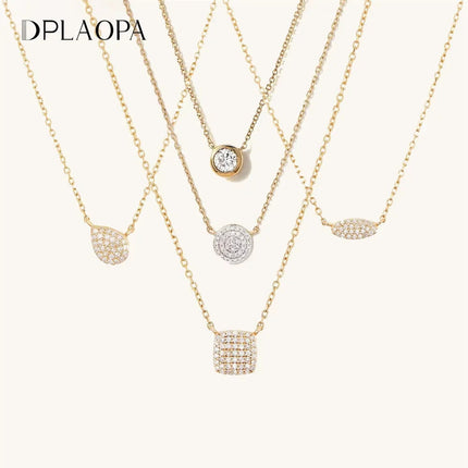 DPLAOPA 925 Sterling Silver Gold Solo trilioni Pave CZ zircone cuscino collana lunga catena pera Choker donne monete di lusso gioielli PlatiNum