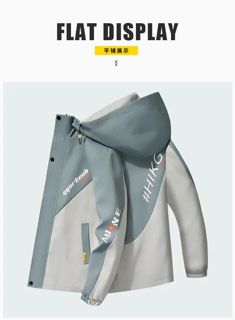2024 Spring and Autumn jackets Fashion Trend Hooded Coat Men's Casual letter pattern Comfortable Waterproof Jacket M-4XL