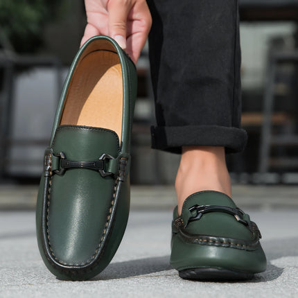 Mocassini in Pelle da Uomo Stile Britannico, Traspiranti, Slip-on, per Guida e Outdoor, Scarpe Casual Classiche Fatte a Mano, Design Elegante