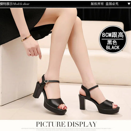 Size 32-43 2024 Genuine Leather Fashion Fish Mouth Women'S High Heel Summer Shoes Dress Sandals Female Woman Sandals Platform PlatiNum