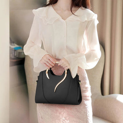 Cat Shaped Handle Women Handbag Trendy And Fashionable, Solid Color, Simple And Casual Crossbody Shoulder Shell Bag PlatiNum