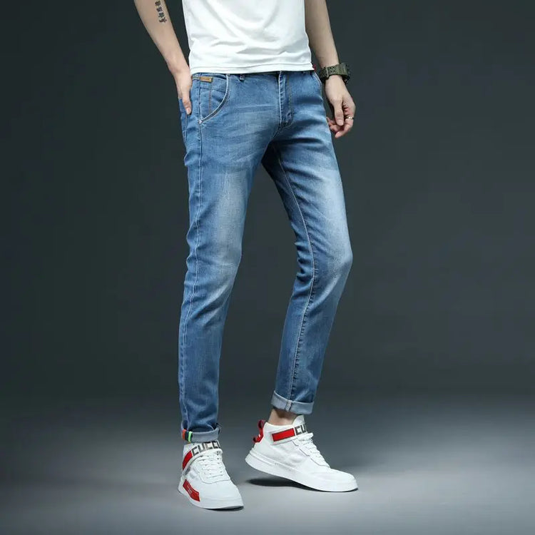 Men's Casual Jeans Vintage Straight Leg Elastic Slim Fit Autumn Winter Sweatpants Trousers Skinny Y2k Jeans Men's Cargo Pants