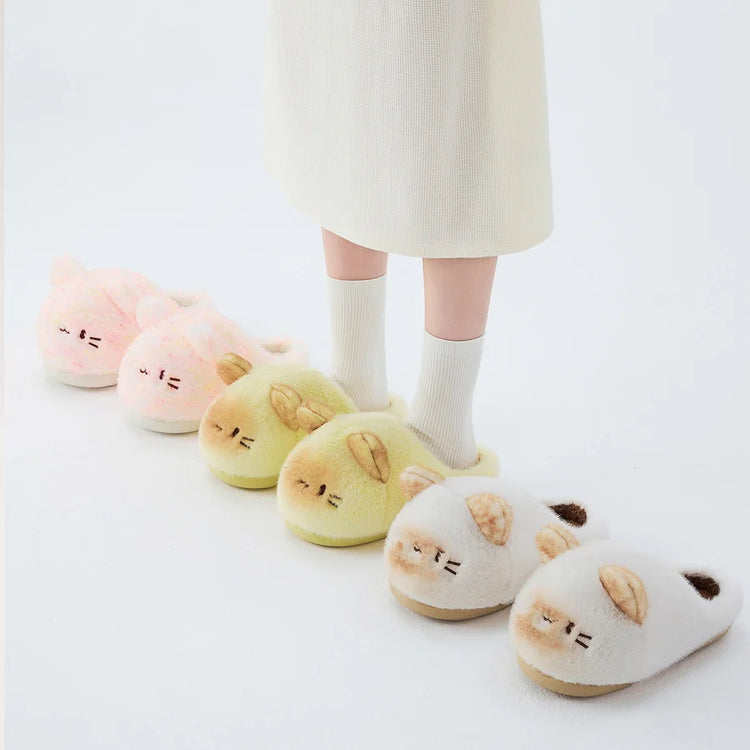New Gentle Gradient Kitten Mules Slippers Women Winter Home Warm 3D Cat Shoes 44 45 Woman Indoor Plush Slipper Furry Room Mules