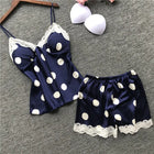 Nuovo set di biancheria intima da donna in due pezzi, composto da canotta e pantaloncini in raso a pois, stile europeo e americano, semplice e casual.