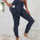 Printed women's high waistband pocket fitness pants paired with tight abdominal yoga pants, suitable for running, hiking, and sp PlatiNum