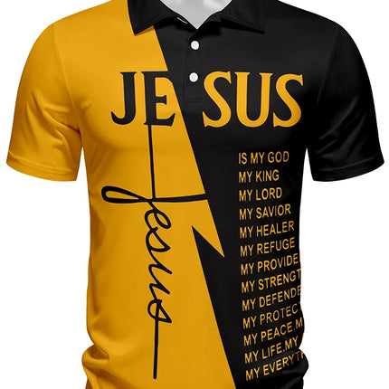 Men's Casual Summer Polo Shirt with Lapel and Chest Buttons, Fashionable Digital Print Polo, can be used as a gift for machine-washed sports tops