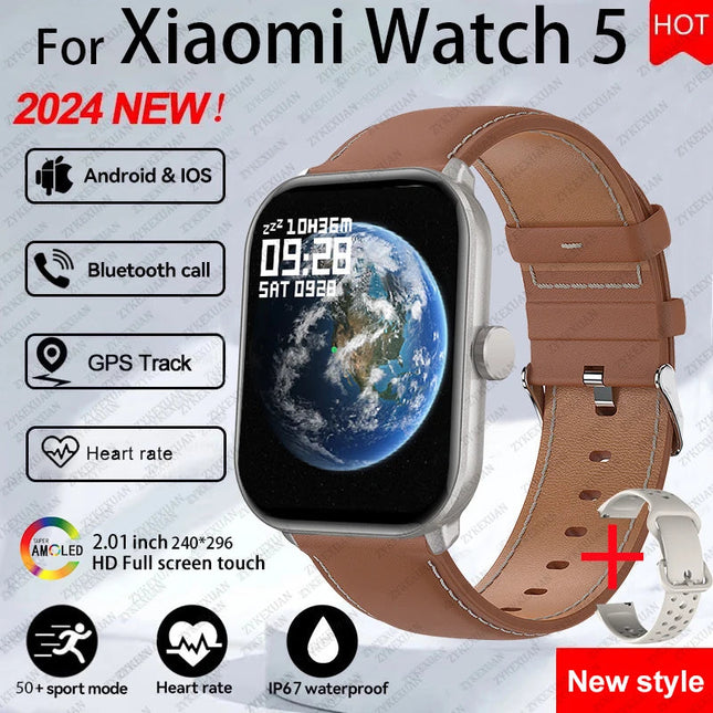 Per Xiaomi Watch 5 Smart Watch da uomo HD AMOLED schermo frequenza cardiaca chiamate Bluetooth localizzazione GPS Smartwatch sportivo impermeabile da donna platinumshop