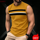 T-shirt casual a righe senza maniche da uomo, canotta estiva da uomo, gilet casual, abbigliamento oversize.