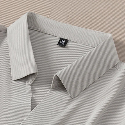 2025 New men's casual and fashionable solid color short-sleeved polo shirt comfortable and versatile summer T-shirt