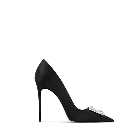 Nuove Scarpe da Donna Primavera-Autunno 2026, Tacchi Alti Blu con Punta Sottile, Strass e Fibbia Quadrata, Eleganti e alla Moda