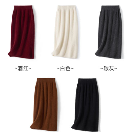 Autumn Winter Knitted Woolen High Waist Slim Fit Half-length Skirt Women's Mid-length Wrap Bodycon Skirt Elegant Commute Style PlatiNum
