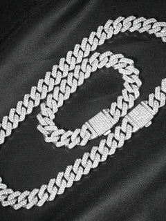 3 pezzi orologio a catena cubana per uomo Hip Hop Miami Curb ghiacciato pavimentato strass rapper co