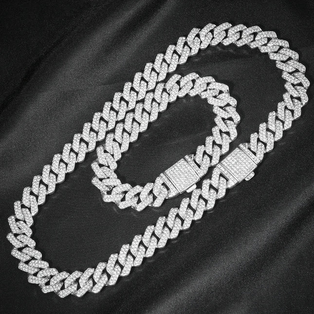 3 pezzi orologio a catena cubana per uomo Hip Hop Miami Curb ghiacciato pavimentato strass rapper collana cubana orologio + braccialetto gioielli platinumshop