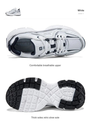 Baasploa Women Running Shoes Lightweight Breathable Sport Shoes Female Comfort White Casual Sneakers Height Increase Cushioning PlatiNum
