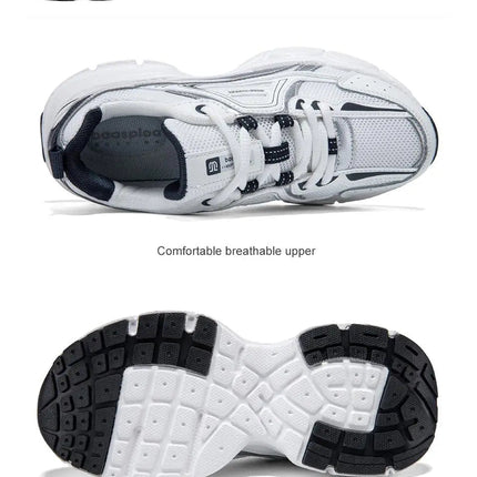 Baasploa Women Running Shoes Lightweight Breathable Sport Shoes Female Comfort White Casual Sneakers Height Increase Cushioning PlatiNum