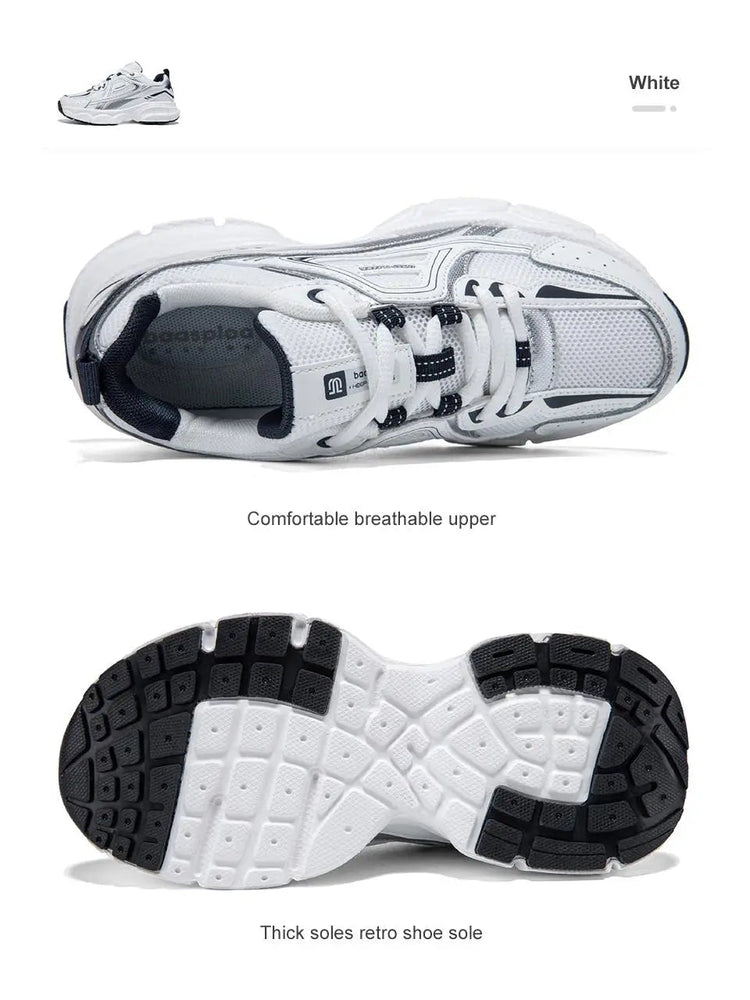 Baasploa Women Running Shoes Lightweight Breathable Sport Shoes Female Comfort White Casual Sneakers Height Increase Cushioning PlatiNum