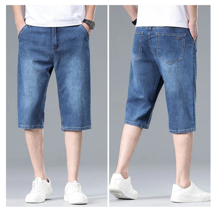 Nuovi Pantaloncini in Denim Sottili da Uomo Estate 2026, Morbidi e Confortevoli, Effetto Seta Ghiaccio, Vestibilità Ampia, Blu Chiaro e Blu Scuro, Taglie Grandi