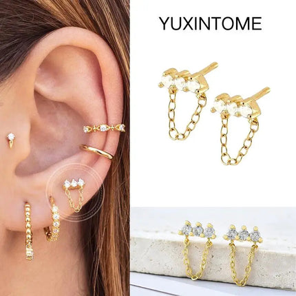 White Color Zircon Hoop Earrings 925 Sterling Silver Needle Cross/Star/Flower/Water Drop Pendant Gold Earrings Luxury Jewelry PlatiNum