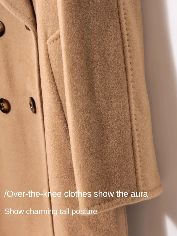 DUTRIEUX Women's Coat Double-sided 10% Cashmere 90% Wool Women's Long Coat Jacket, 2025 Winter New Long Cashmere Coat Women