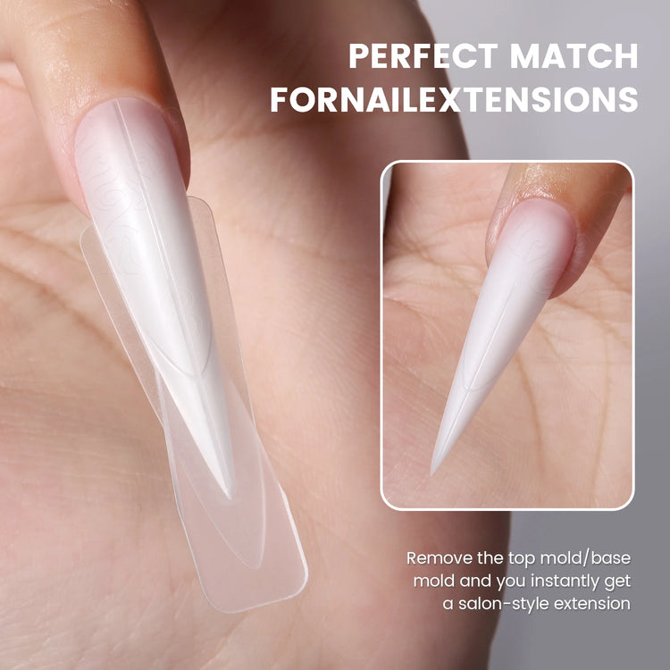 Original YOKEFELLOW Sandwich Dual Nail Form Short Stiletto Nail Extension Form 240pcs Top Form Bottom Form For Quick Nail Extensions IM222