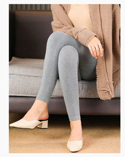 Adult Winter Thermal Thickened High-Waist Wool Leggings Pure Wool Base Layer Knit Pants Thigh-High Tights for Autumn
