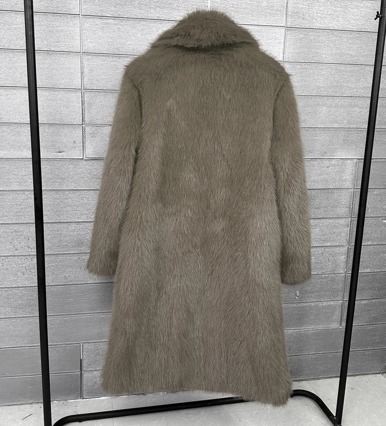 ZADORIN 100cm Long Fluffy White Black Faux Fur Coat Woman Clothing Winter Lapel Faux Fur Top Jackets for Women Jacket Outerwears