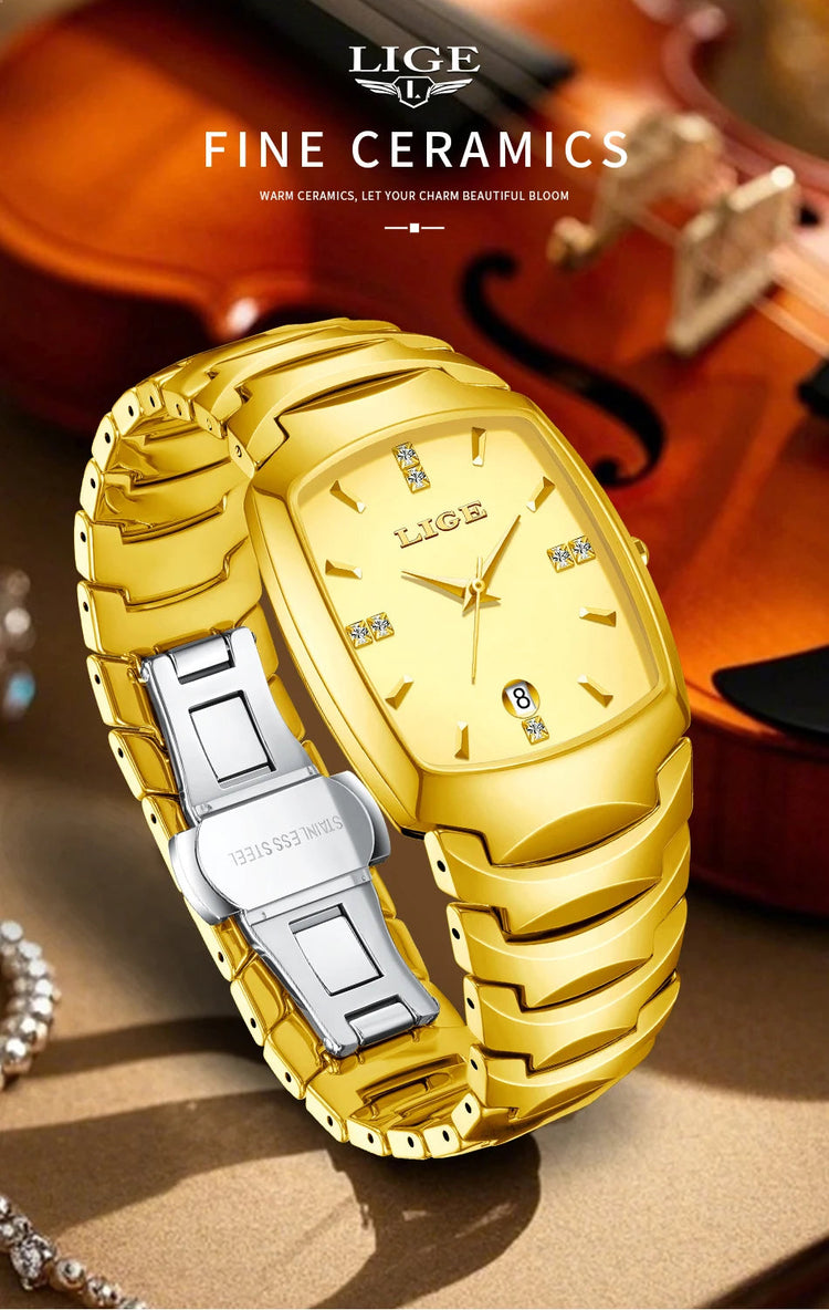 LIGE Orologio da Donna di Lusso alla Moda, Elegante e Semplice, in Acciaio Inossidabile, Casual, al Quarzo, con Calendario, Regalo Romantico per Signore, Novità platinumshop