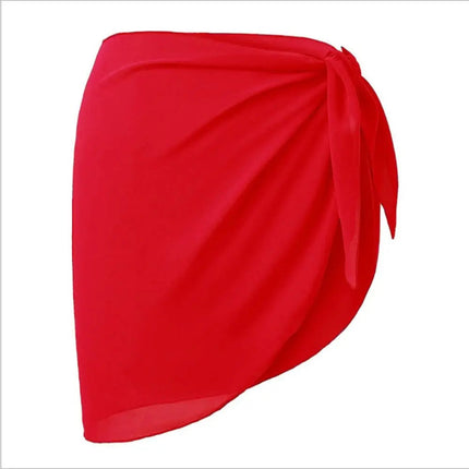 Gonna corta Sarongs corti Copricostume in chiffon Copricostume Sciarpa Copricapo corto da spiaggia Avvolgente trasparente da donna platinumshop