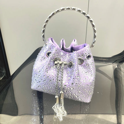 Handle Rhinestones Evening clutch Bag Purses and handbag luxury Designer shoulder bag Shiny Crystal Clutch purse bucket bag PlatiNum