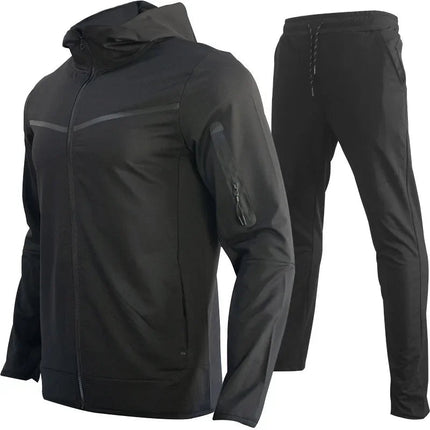 Men's Sports Coat Men's Spring and Autumn New European Size Sportswear Pants Hoodie Hooded Casual Set Tracksuit Men PlatiNum