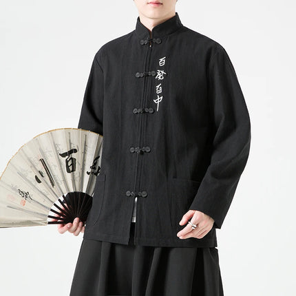 Herrenhemden Traditionelle chinesische Kleidung Baumwolle Herbst Frühling Freizeitoberbekleidung Männlich Baumwolle Leinen Übergröße Kungfu Jacken Herren
