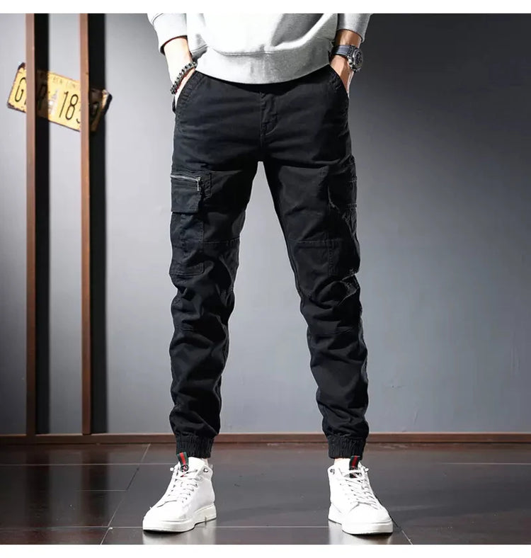 Street Fashion Men Jeans Black Green Loose Fit Big Pocket Casual Cargo Pants Hombre Zipper Designer Hip Hop Joggers Men Overalls