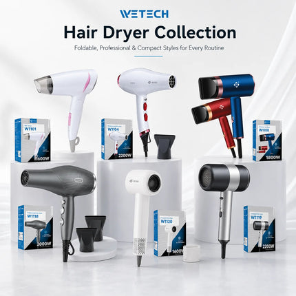 Professional Hair Dryer Collection, Foldable & Compact Household Hair Blow Dryer Series, Multi‑Power 1600‑2200W Ionic Hairdryer for Home Salon Daily Hair Styling