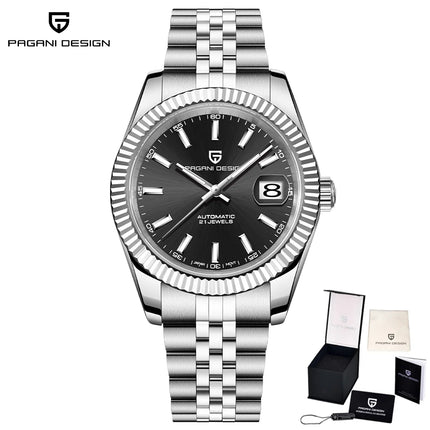 PAGANI DESIGN Luxury Men's Automatic Mechanical Watch Top Sapphire Stainless Steel 100m Waterproof Business Leisure Watch