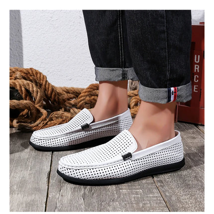 2025 Estate Scava Fuori Penny Mocassini Da Uomo Scarpe Da Barca Traspirante Uomo Mocassini In Pelle Slip On Appartamenti Mens Casual Scarpe Da Guida