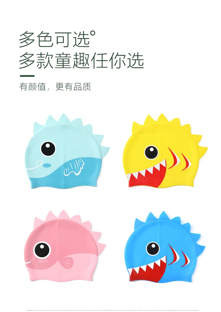 Cuffia da nuoto per bambini con dinosauro simpatico cartone animato Cuffia da nuoto per ragazzi e ragazze Cuffia da nuoto per bambini impermeabile ad alta elasticità in silicone morbido