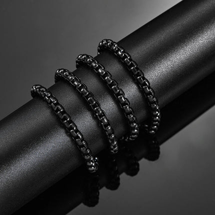 1 Piece 2mm/3mm/4mm/5mm Black Color Box Link Chain Classic Curb Necklace Stainless Steel Jewelry for Men Women PlatiNum