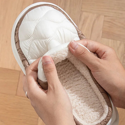 Evshine Women's Winter Furry Slippers Soft Thick Sole Indoor Plush Slides Waterproof Fluffy Shoes Warm Fur House Cotton Slippers