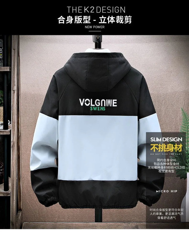 2023 Spring and Autumn New Fashion Hooded Tooling Jacket Men's Casual Loose Comfortable Waterproof High-Quality Large Size Coat