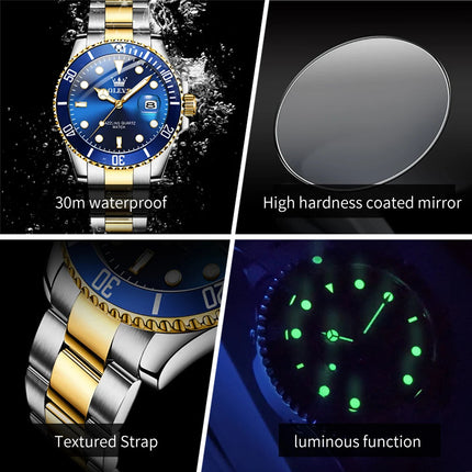 OLEVS 5885 Orologio da uomo Orologio al quarzo impermeabile di marca originale Cinturino in acciaio inossidabile Data automatica Orologi da regalo da uomo per uomo platinumshop