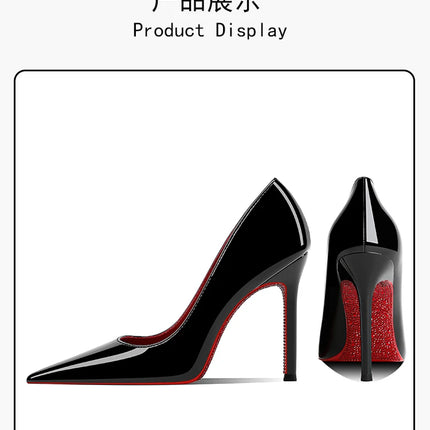 Tacchi da donna 2025 Nuovo marchio di lusso Décolleté Fondo rosso Punta a punta Strass Tacchi alti Elegante stiletto Party Prom Scarpe da donna