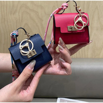Brand Fashion Coin Purse Luxury Simple Flip Small Bag High-end Bag Pendant Exquisite Lock Silk Scarf Mini Lipstick Headphone Bag PlatiNum
