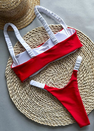 Splicing Micro Perizoma Bikini Donna Costumi da bagno a fascia Costume da bagno femminile Bikini a due pezzi Costume da bagno con taglio alto Swim Lady platinumshop
