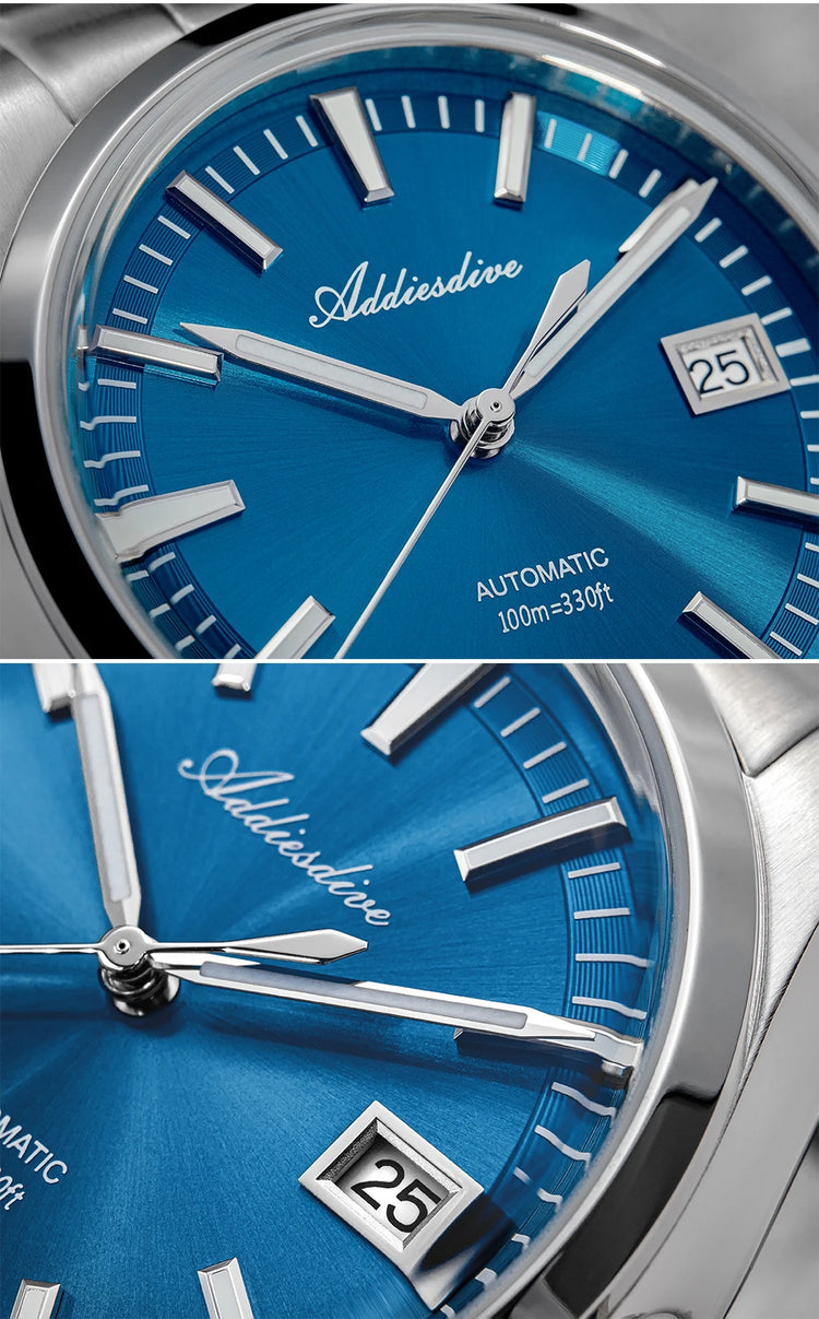 ADDIESDIVE Men's Automatic Mechanical Watch 316L Stainless Steel Luminous with Calendar 100M Waterproof Men's Wristwatch