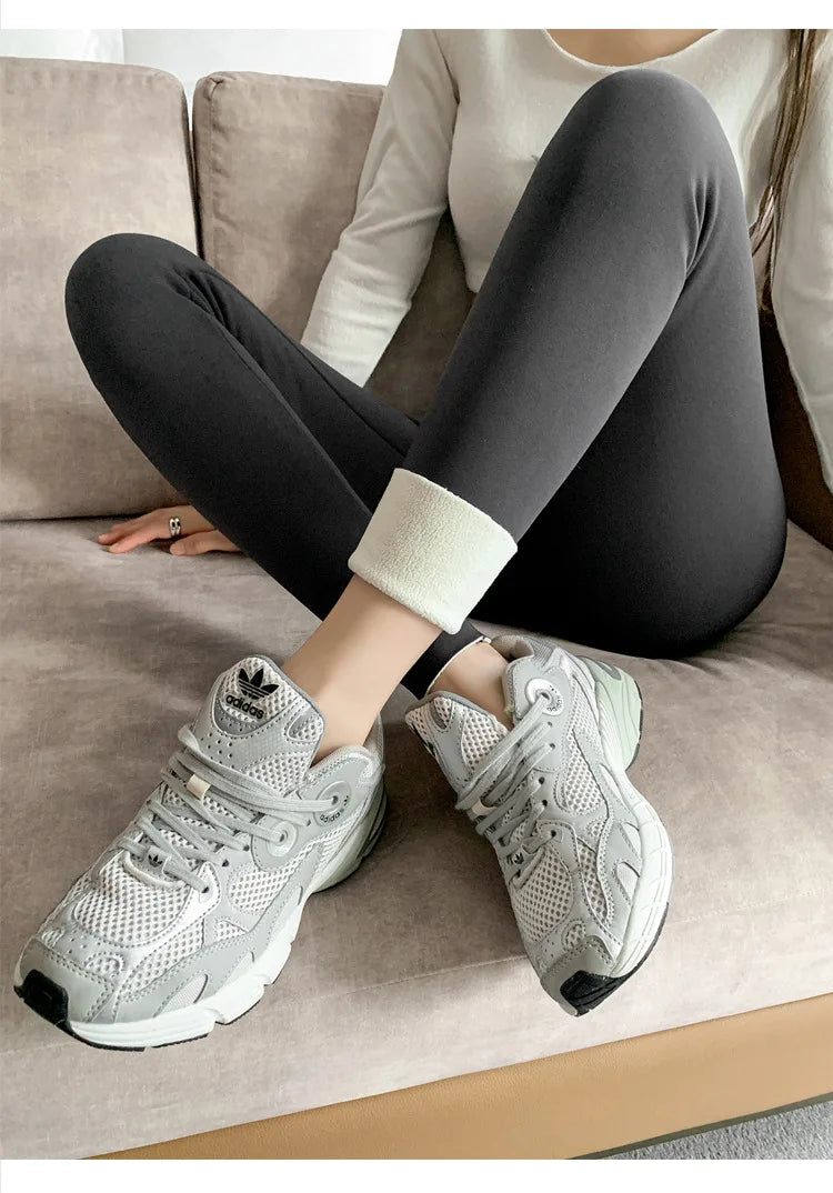Women High-Waisted Winter Leggings Add Plush Fleece Slimming Tights Warm Trousers Casual Cashmere Pants For Women