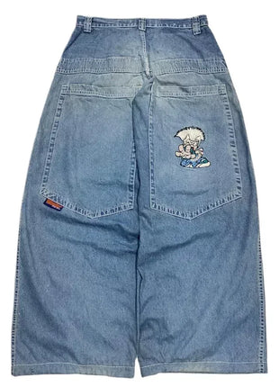 Jeans larghi ricamati modello Joker di tendenza della moda americana Donna Street Y2K Nuovi pantaloni a gamba larga oversize Hip Hop Jeans unisex